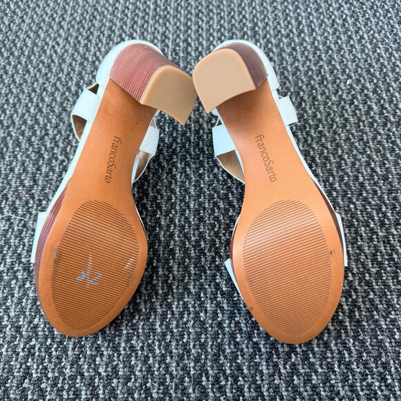 Franco Sarto Womens White Leather Myriad Zip Platform Sandals Block Heel Size 11 - Picture 7 of 10